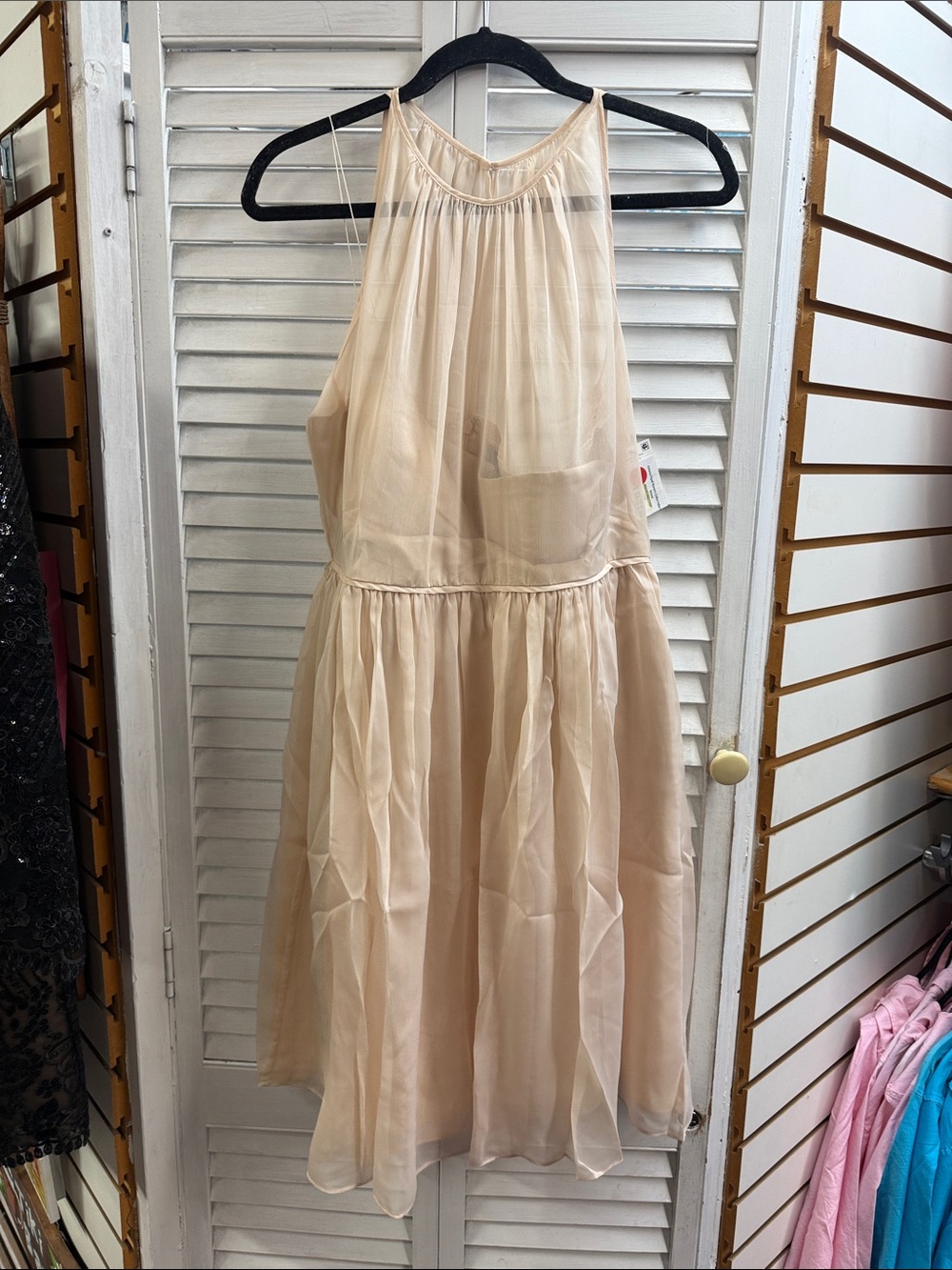 Adrianna Papell Soft Cream Halter Chiffon Girls' Dress